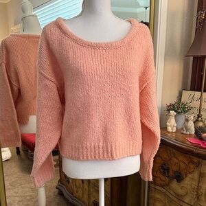 Anthropologie Blush Pink Scoop Neck Cropped Sweater